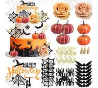32 PCS Halloween Cake Decoration Witch Ghost Cake Topper Rip Cake Decoration Birthday Decoration for Boys Girls Halloween Party Supplies