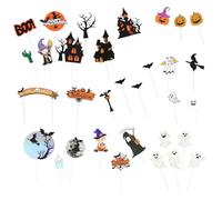 32 Pcs Halloween Cake Decorations, Halloween Party Decorations Cake, Wicked Cake Topper for Birthday Party Horror Movie Theme Cake Decorations Supplies