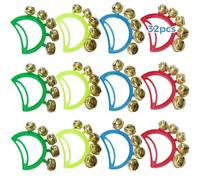 32 Pcs Hand Bells, Orff Musical Instruments, Jingle Bells, 4 Colors, Tambourine Noise Makers for Little Ones and Adults, for Parties, Celebrations, Music Classes