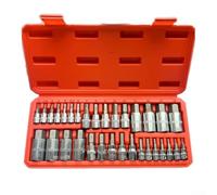 32 PCS Hex Bit Socket Set, 1/2, 3/8, 1/4 Inch Drive, 5/64 to 3/4 Inch and 2 to 19mm, Metal Socket Adapter for Torque Wrench with Storage Box
