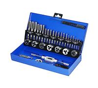 32 PCS HSS Tap and Die Set Metric Hand Threading Tool Kit with Wrench Screw Pitch Gauge Driver Metal Case for Engineer Thread Making