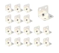 32 Pcs L Right Angle Brackets, Corner Brackets for Wood, Stainless Steel L Shaped Corner Brace, 4-Hole Design, 90 Degree Plate Fastener Bracket for Furniture Shelf Fence Fixing