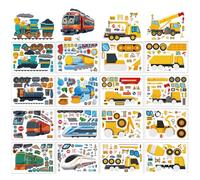 32 PCS Make a face Sticker Sheets, Make Your Own DIY Stickers Faces for Kids, Sticker Sheets for Children, Stickers for Party Bags, Party Bag fillers for Kids (Transportation Stickers)