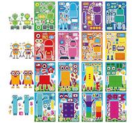 32 PCS Make a face Sticker Sheets, Make Your Own DIY Stickers Faces for Kids, Sticker Sheets for Children, Stickers for Party Bags, Party Bag fillers for Kids (DIY Stickers)