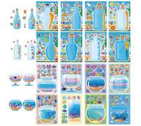 32 PCS Make a face Sticker Sheets, Make Your Own DIY Stickers Faces for Kids, Sticker Sheets for Children, Stickers for Party Bags, Party Bag fillers for Kids (Fishbowl and Drift Bottle Stickers)