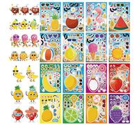 32 PCS Make a face Sticker Sheets, Make Your Own DIY Stickers Faces for Kids, Sticker Sheets for Children, Stickers for Party Bags, Party Bag fillers for Kids (Summer Stickers)