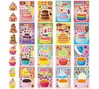 32 PCS Make a face Sticker Sheets, Make Your Own DIY Stickers Faces for Kids, Sticker Sheets for Children, Stickers for Party Bags, Party Bag fillers for Kids (Cake Stickers)