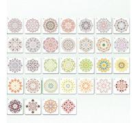 32 Pcs Mandala Stencil Set 12 x 12 cm PET Painting Templates for DIY Crafts Furniture Textile Design Scrapbooking Wood Fabric and Creative Projects with Hanging Hole