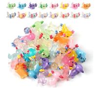 32 Pcs Mini Resin Axolotl Mini Axolotl Figures Tiny Resin Hexagonal Dragon Tiny Animal Figurines Ornament Party Favors Decorations Toy for Home Garden Dollhouse DIY
