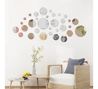 32 Pcs Mirror Stickers Stick on Mirrors for Walls Round Acrylic Decorative Stickers DIY Self Adhesive Circle Mirrors for Living Room Bedroom Office TV Background Kitchen Halloween Decoration(6sizes)