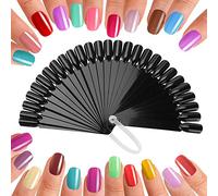 32 Pcs Nail Practice Nail Tips, Nail Color Display Stick Fan Shaped Nail Polish Sample Sticks Finger Nail Color Display Swatches for Nail Salon(Black)