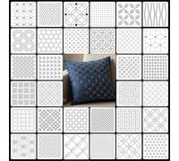 32 Pcs Plastic Sashiko Stencil Kit for Hand Quilting Sewing, Geometric Pattern Templates 5.1x5.1 Inch, Simple DIY Embroidery Stencils for Tote Bags, Jeans, Jacket, Textile Design and Craft Fabric