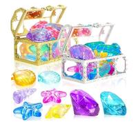 32 PCS Pool Diving Toys Colorful Dive Various Shapes Diamonds Toys with Treasure Pirate Box Plastic Underwater Toddler Pool Beach for Kids Boys Girls Dive