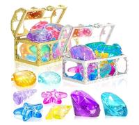 32 PCS Pool Diving Toys Colorful Dive Various Shapes Diamonds Toys with Treasure Pirate Box Plastic Underwater Toddler Pool Beach for Kids Boys Girls #·