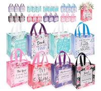 32 Pcs Religious Christian Present Bag,Easter Gift Bags,Non-Woven Reusable Bag with Handles,Bible Theme for Egg Hunt,Party,Shopping(colorful,32)
