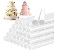 32 Pcs Reusable Cake Dowels, 9.5 Inch White Plastic Support Rods Cake Dowels for Tiered Cakes Construction and Stacking, Easy-to-Cut, 0.47" Dia Cake Support Straws(Bakers Professional Kit)