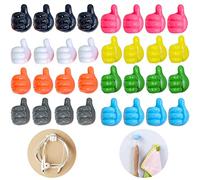 32 Pcs Self Adhesive Thumb Hooks, Waterproof Cable Holder Wire Cord Clip Management, Cute Thumb Cord Holder for Desk, Wall, Key (Multicolor)