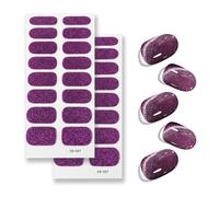 32 Pcs Semi Cured Gel Nail Strips, Gel Nail Stickers Deep Purple Cat Eye, Art Decoration Design Supplies for Woman
