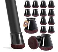 32 Pcs Small Chair Leg Floor Protectors Furniture Pads Floor Protectors for Hardwood Floors Chair Sliders Silicone Covers with Stronger Felt Pads Black X-small (Fit:14-20mm)