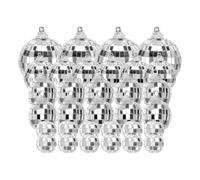 32 PCS Small Mirror Disco Ball Silver Glitter Ball 4 Size Silver Hanging Mini Balls Disco Mirrors Reflective Balls Reflective MirrorBall Glass for Party Wedding Tree Decorations