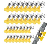 32 PCS Stainless Steel Jubilee Clips,Adjustable Hose Clips,Hose Clamps with Yellow Plastic Handles,10-44mm Range for Garden & Flexible Tubes