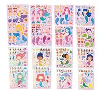 32 PCS Stickers for Kids Party Bag fillers, Mermaid Stickers Make a face Stickers for Kids, Sticker Sheets for Children, Stickers for Party Bags, Kids Party Favor Supplies, Holiday & Christmas Fun