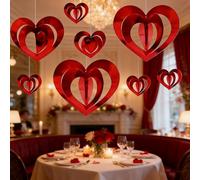 32 Pcs Valentines Day Love Heart Hanging Decorations, Hangings Heart Ornaments-3D Hearts Garland Red Hangings Ornaments for Valentine, Romantic Party Decor for Wedding, Engagement, Anniversary