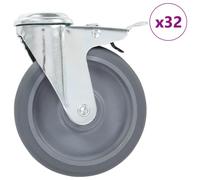 Bolt Hole Swivel Casters with Double Brakes Trolley Wheel Caster TPR vidaXL