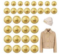 32 Pcs Vintage Brass Buttons and Gold Blazer Buttons Set, Metal Blazer Buttons with Emblem Shank for Suits Jackets Uniforms Coats, Sewing Replacement Button in 4 Sizes (15mm, 18mm, 21mm, 25mm)