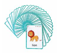32 Pcs Wild Animals Flash Cards, Learning First English Word Cards for Teacher/Autism Therapists Home school ESL Teaching Aid Materials, Tools