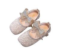 32 Performance Girls Dance Shoes Pearl Rhinestone Shiny Princess Shoes Waterproof, Gold, 10 UK Child