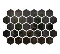 32-Piece Acrylic Hexagonal Mirror Panels for Wall Decoration Modern Reflective Stickers for Living Room Kitchen Bedroom and Office Interiors (black)