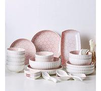 32-Piece Dinnerware Sets, Japanese-Style Plate and Bowl Set, Underglaze Porcelain Set is Not Microwave-Safe and Dishwasher Safe, for 8 People
