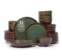 32 Piece Dinnerware Sets, Service for 8 Brown Green