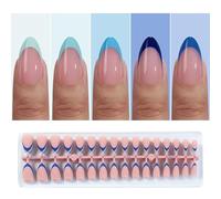32-Piece French Tip Stick-on Nails Short Almond Shape Skin Tone Colors Artificial Nails