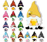 32-Piece Gnome Decor System Featuring Wooden Body and Magnetic Swappable Elements for Home Decoration (MZ983)