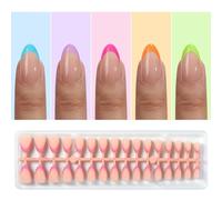 32-Piece Stick-on Nails Set with French Tips Short Almond Tips in Various Skin Tones Easy Extension Stick on