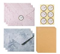 32-Piece Vintage Writing Paper Set with Envelopes - Elegant Writing Paper A5 Lined with Self-Adhesive Wax Seal Stickers for Love Letters, Wedding Invitations, Thank You Cards, Blue & Pink