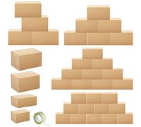 32 Pieces 4 Sizes Shipping Boxes Mailers Corrugated Cardboard Box Kraft Mailing Boxes Small Packing Box with Packaging Tape for Shipping Packing Mailing (Kraft Color)