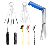 32 Pieces Carburetor Cleaning Kit Carbon Dirt Jet Remove Cleaner for Spray Gun Engine Airbrush Nozzle EGR Paint - 5 Cleaning Needles /10 Nylon Brushes/13 Wires Set /1 Sharpen Pick Tool Kit/3 Brushes