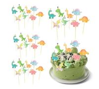 32 Pieces Dinosaur Cake Toppers, Cupcake Toppers, Dinosaur Cake Decorations, Cake Inserts, Animal Theme Party Decoration Supplies