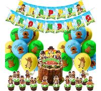 32 Pieces Groundhog Party Decorations,Happy Groundhog Day Supplies Set,Gopher Decoration Party Favors for Kids,Themed Kit Including Banner Balloons Cupcake Toppers for Baby Shower Anniversary