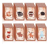 32 Pieces Mini Notebooks for Kids Woodland Party Favors, Woodland Animal Mini Notepads Forest Animals Spiral Notebook Owl Raccoon Squirrel Rabbit Decor for Kids Classroom (Lovely Style)