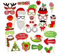32 Pieces Photo Props Funny Photo Sticks for Christmas Celebration No Boring Christmas Photos with Sayings and Fun Designs on One Stick