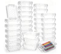 32 Pieces Plastic Crayon Box with Lid 4.53 x 3.15 x 1.77 In, Clear Crayon Boxes Storage Organizers, Small Bead Containers Holder Bulk for Pen Pencil Art Crafts Small Items Sewing Supplies