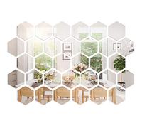 32 Pieces Removable Acrylic Mirror Setting Wall Sticker Decal for Home Living Room Bedroom Decor (Hexagon, 32 Pieces)