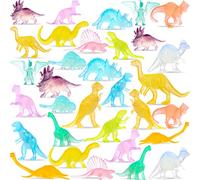 32 Pieces Small Dinosaurs Toys Easter Eggs Fillers Glow in Dark Mini Dinosaur Toy Bulk Plastic Dinosaur Figures for Birthday Party Favors Goody Bag Cake Toppers Pinata Filler Gift for Kids Boys Girls
