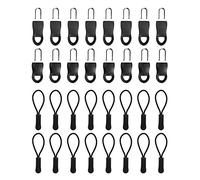 32 Pieces Zipper Pulls Zipper Replacements Zip Fixer Repair Zip Pull Tags for Clothes, Bags, 2 Styles, Black Color