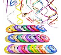 32 Rolls Gift Wrapping Curling Ribbon, 5mm x 10m Crimped Balloon String, Metallic Multi Colour, Iridescent Shiny Laser, Crimped for Crafts Party Decoration Florist