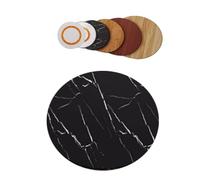32" Round Solid Wood Lazy Susan Turntable - Rotating Serving Tray for Dining Table & Kitchen - Black Marble Design 80cm Diameter Perfect for Entertaining & Serving